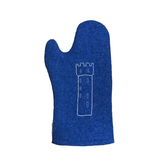 Ofenhandschuh mit Mehlsack Turm Stickerei