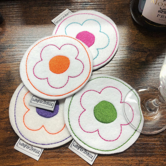 Getränke Untersetzer Mugrug mit Blume Stickerei
