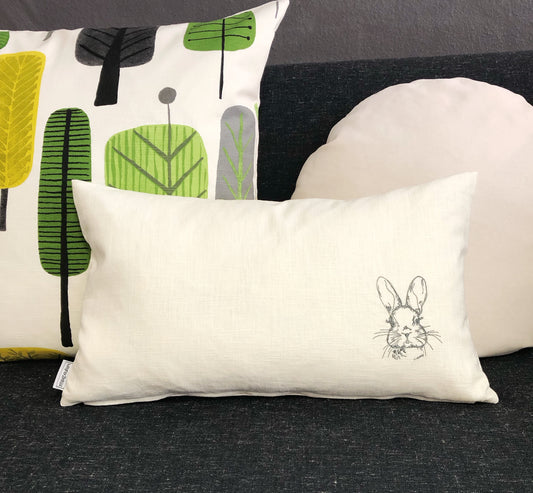 Kissen Leinen mit Osterhase Stickerei