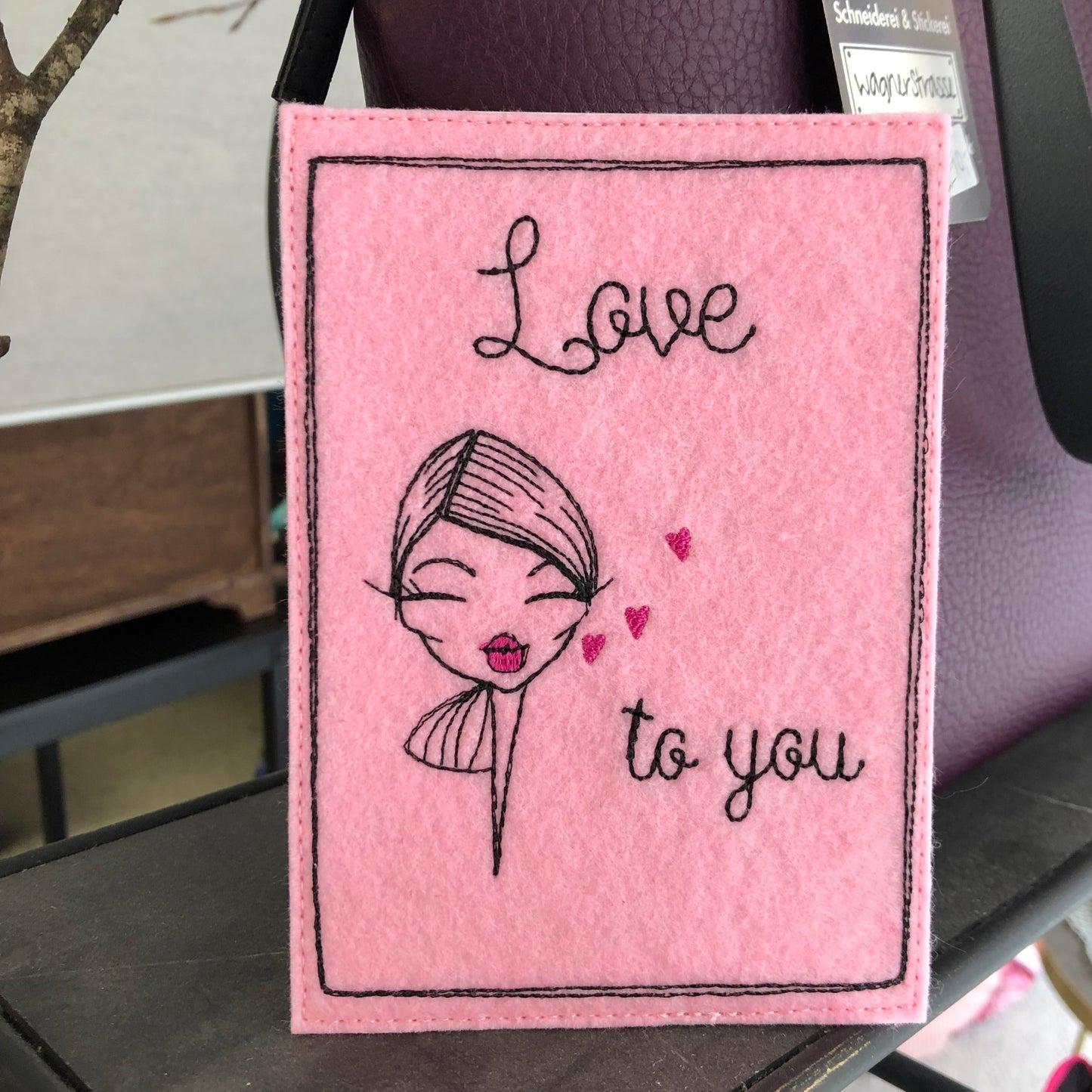 Postkarte gestickt birthday