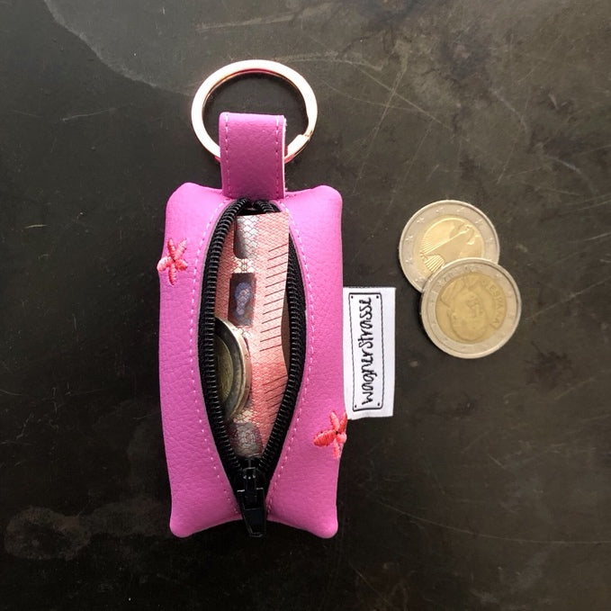 Schlüssel Anhänger Täschchen mit Stickerei.