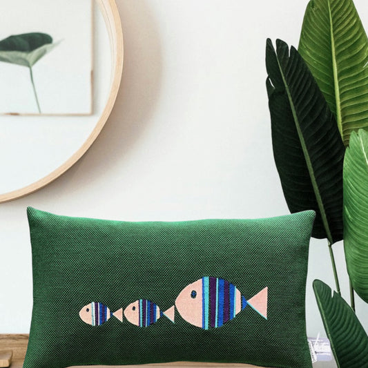 Kissen mit Fische Stickerei