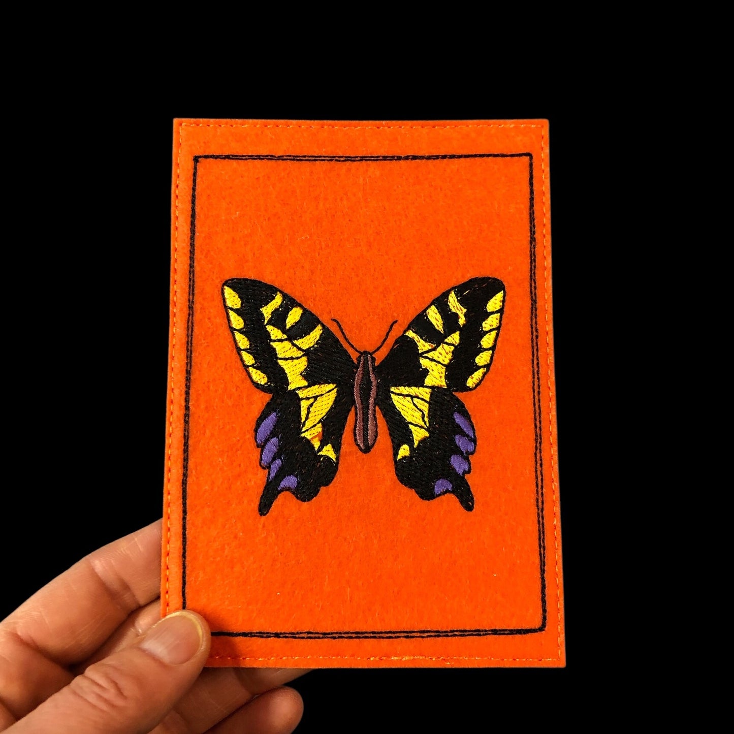 Postkarte gestickt Tiere