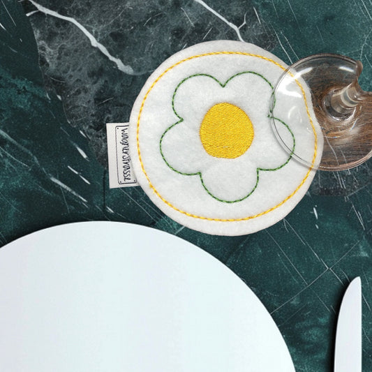 Getränke Untersetzer Mugrug mit Blume Stickerei
