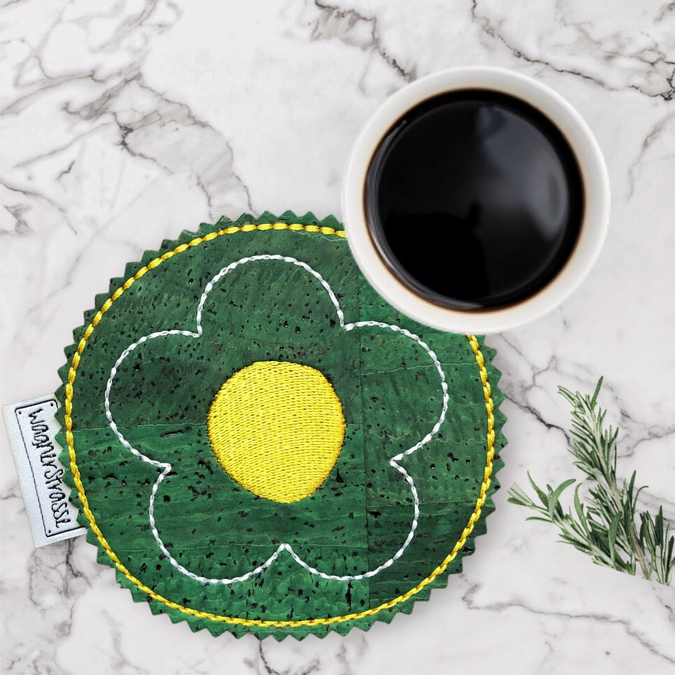 Getränke Untersetzer mit Blume Stickerei