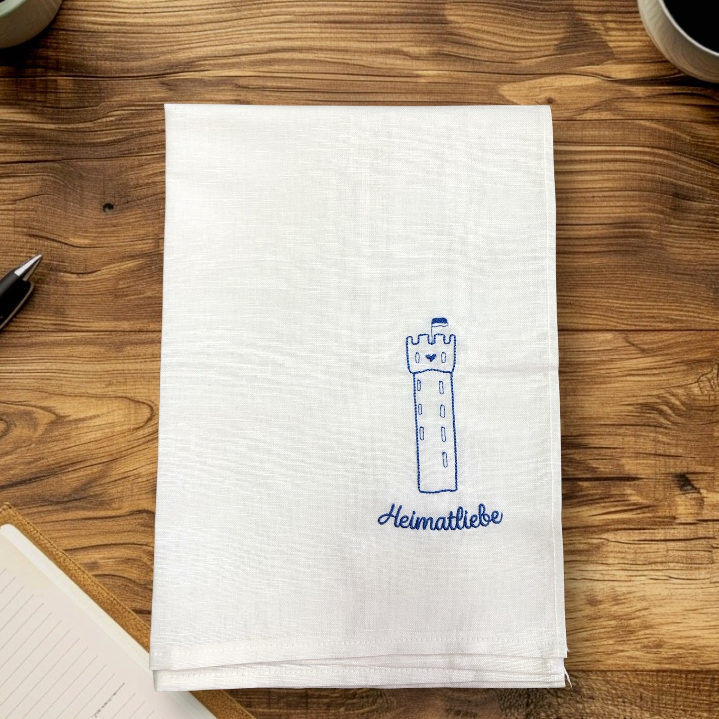 Geschirrtuch mit Scheene Ruata oder Mehlsack Stickerei