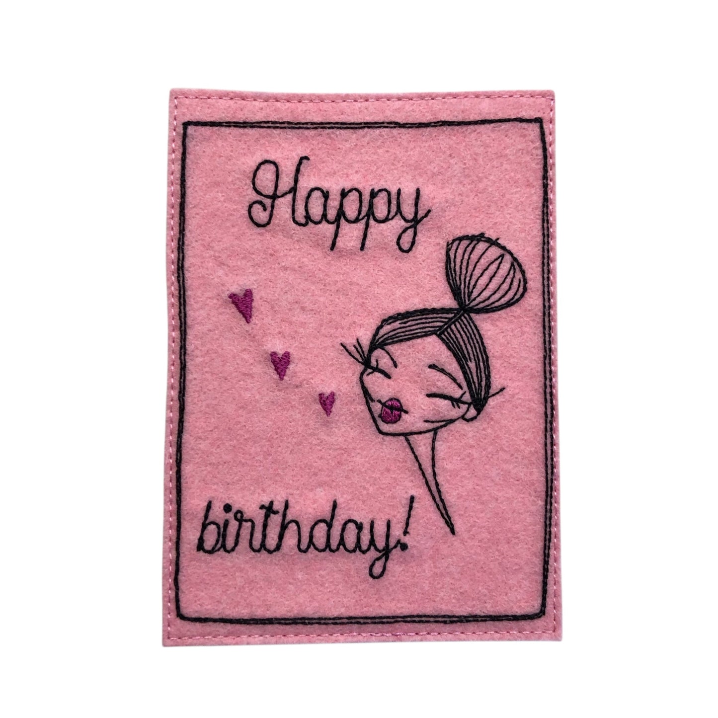 Postkarte gestickt birthday