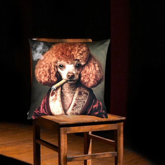 Cooles samtweiches Kissen Pudel mit Zigarre