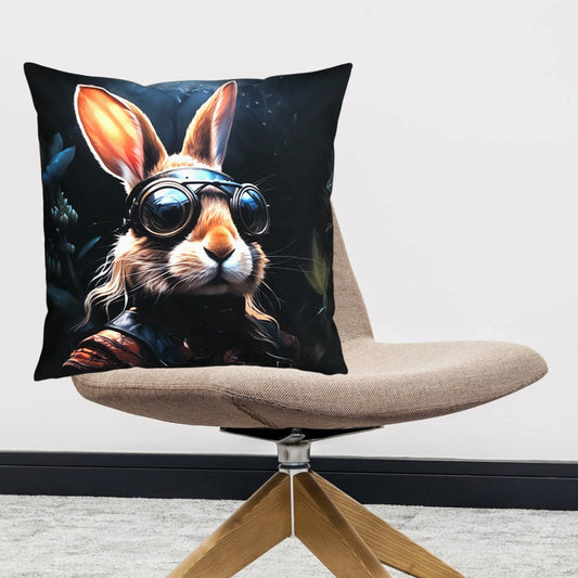 Cooles samtweiches Kissen Rockstar Hase