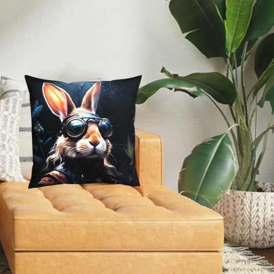 Cooles samtweiches Kissen Rockstar Hase