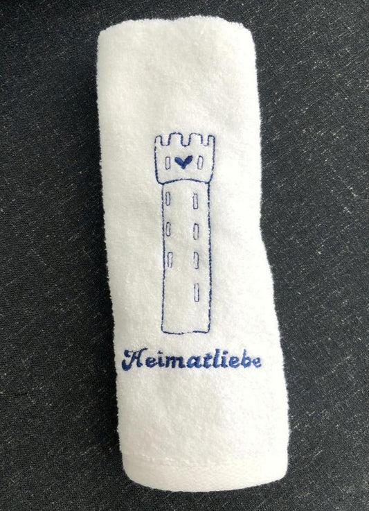 Handtücher bestickt mit Ravensburger Mehlsack Turm