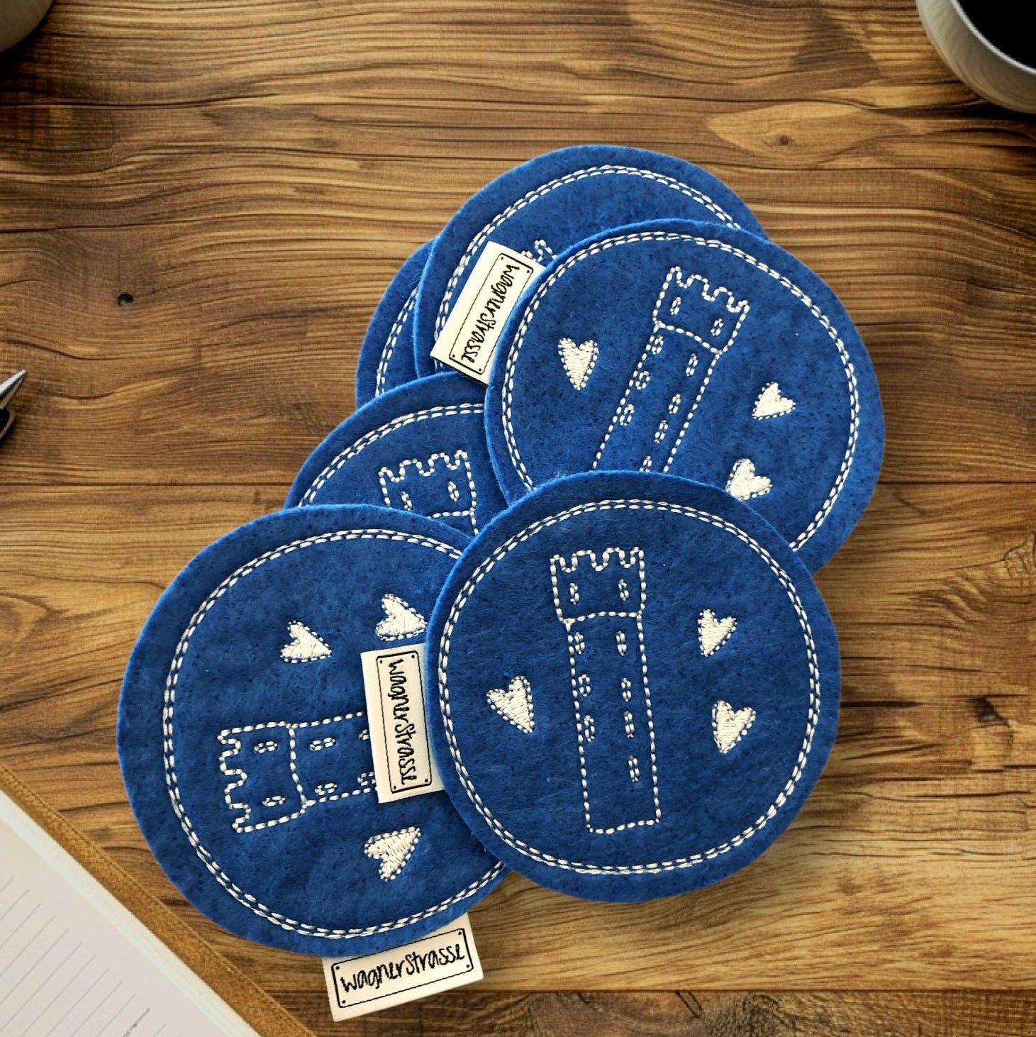 Getränke Untersetzer mit Mehlsack Stickerei