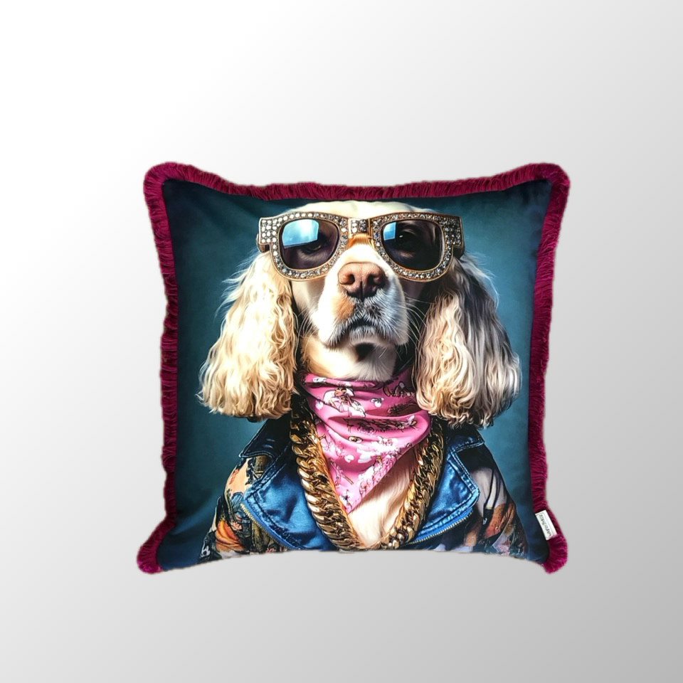 Cooles samtweiches Kissen Spaniel