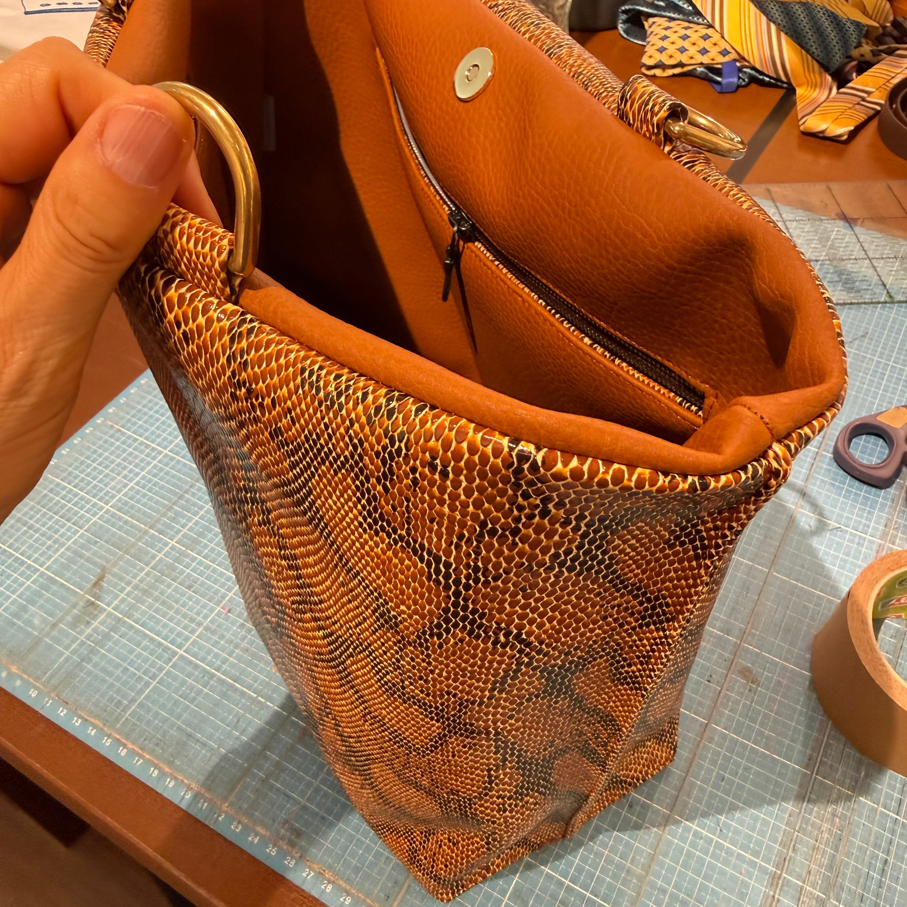 Shopper Tasche Brown Snake mit Sherry