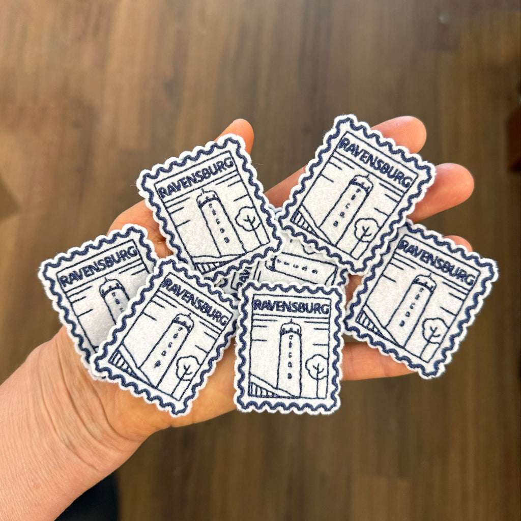 Gestickte Patches mit Mehlsack und Herzen