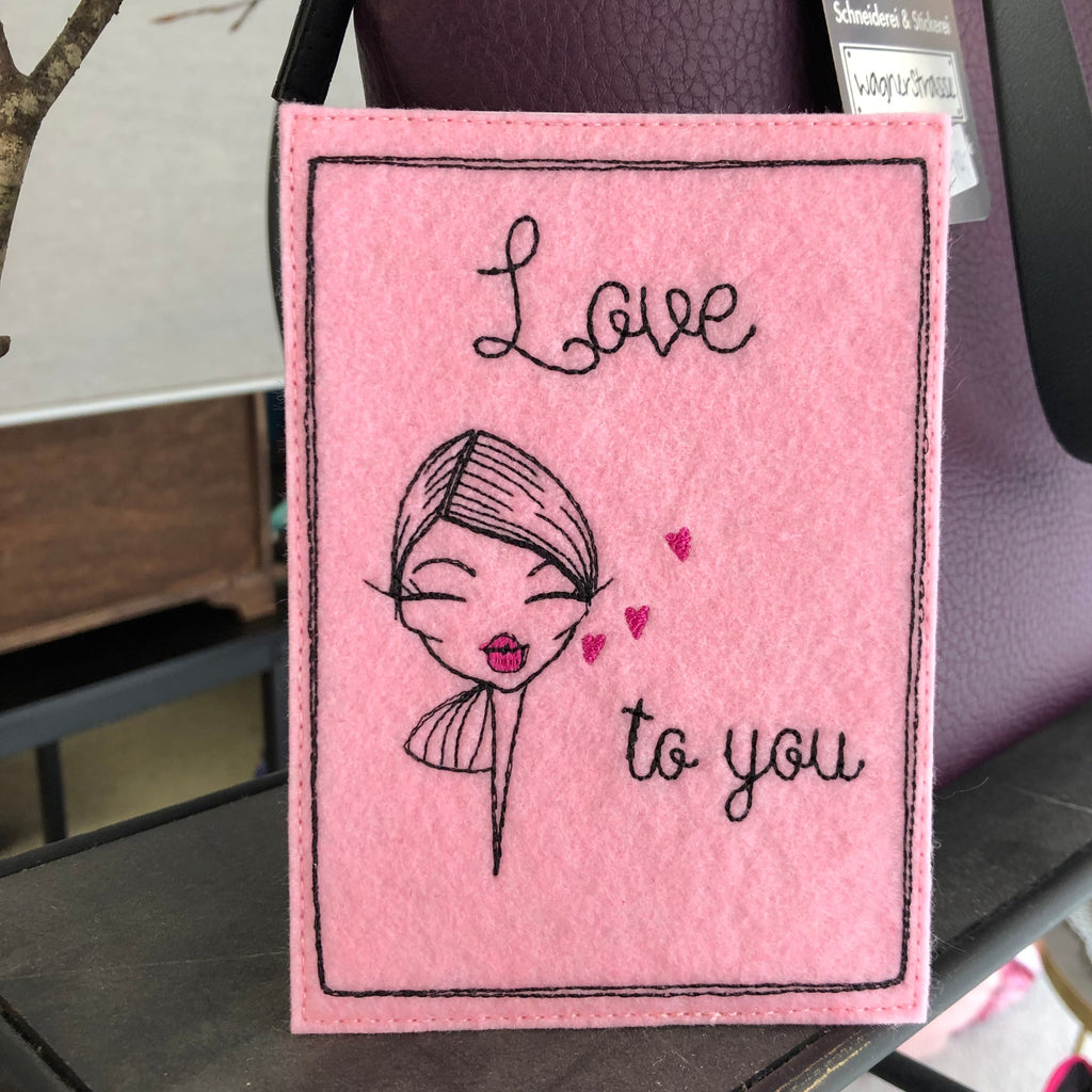 Postkarte gestickt birthday