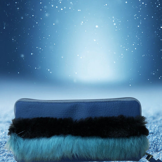 Grosses Portemonnaie mit Faux Fur, Leo, Fächertaschen, Reissverschluss