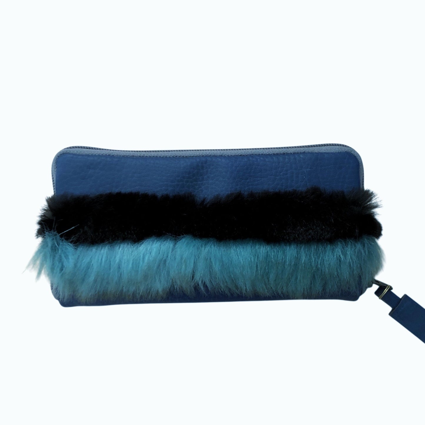 Grosses Portemonnaie mit Faux Fur, Leo, Fächertaschen, Reissverschluss