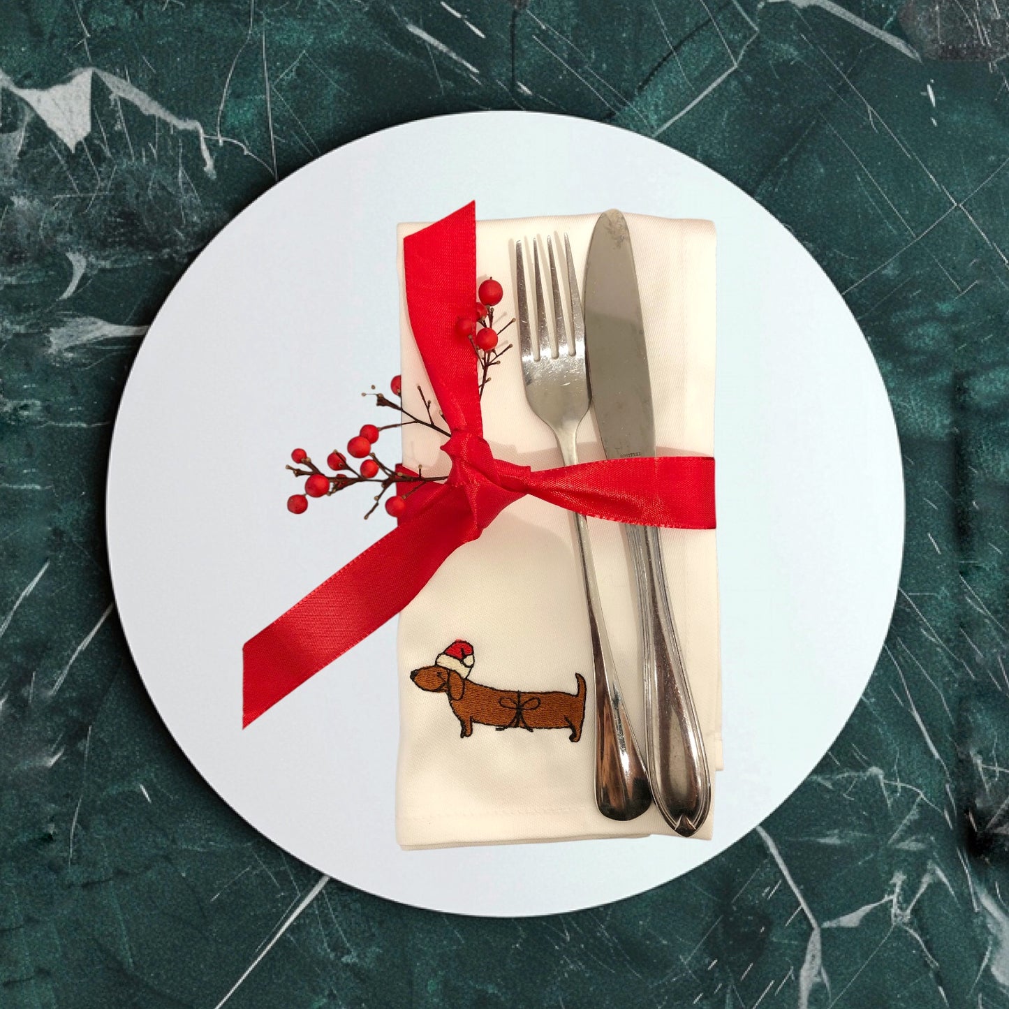 Besticktes mit Weihnachts-Dackel