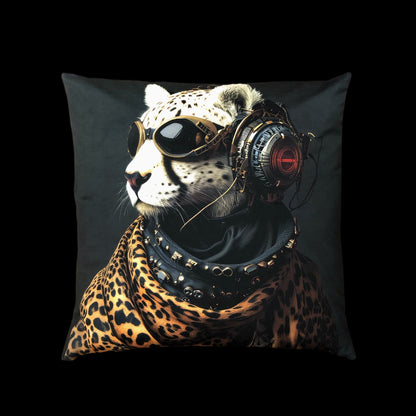 Cooles samtweiches Kissen Gepard mit Leo und Sturmbrille