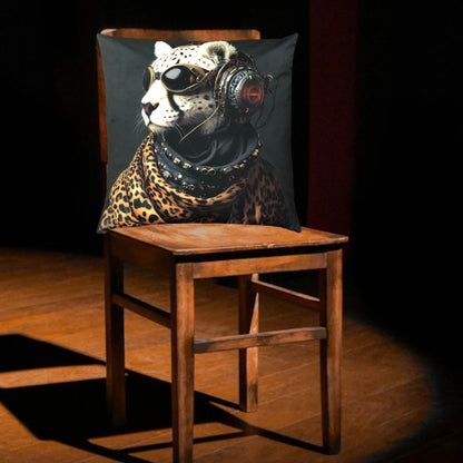 Cooles samtweiches Kissen Gepard mit Leo und Sturmbrille