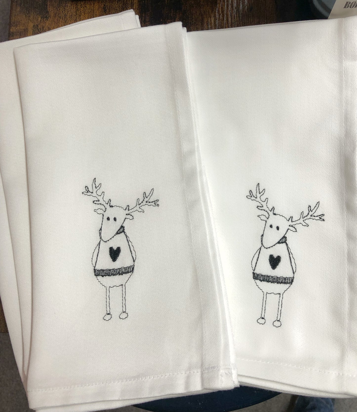 Serviette mit Stickerei für die  Weihnachtstafel