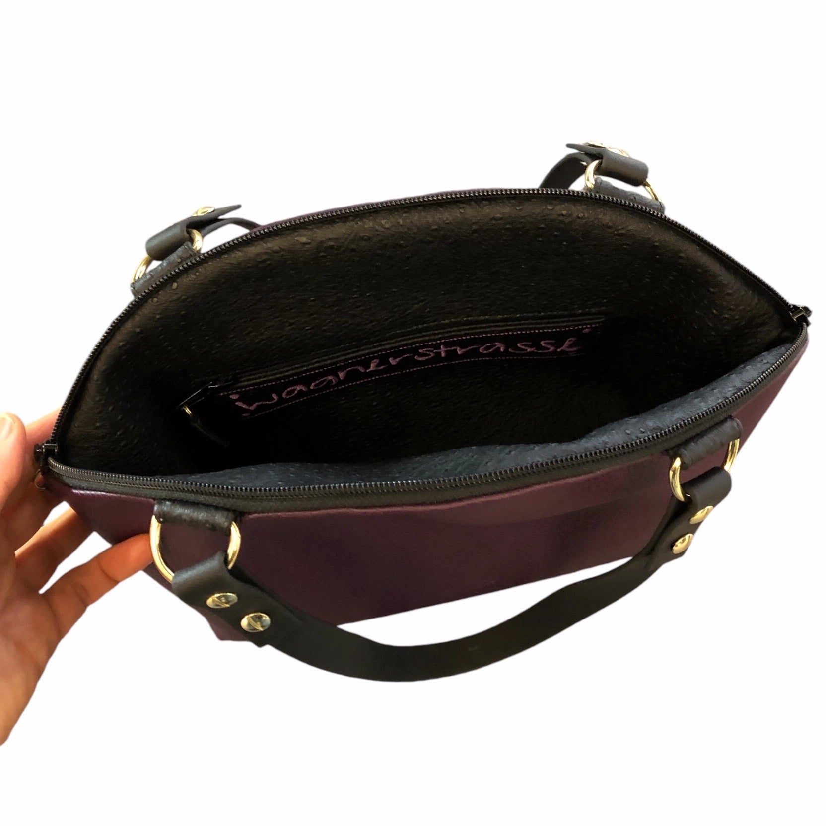 Kleiner Shopper Aubergine Schwarz