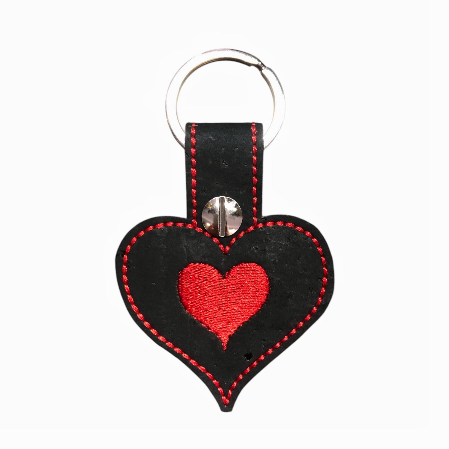 Bag Charm Schlüssel Anhänger aus Kork mit  Stickerei