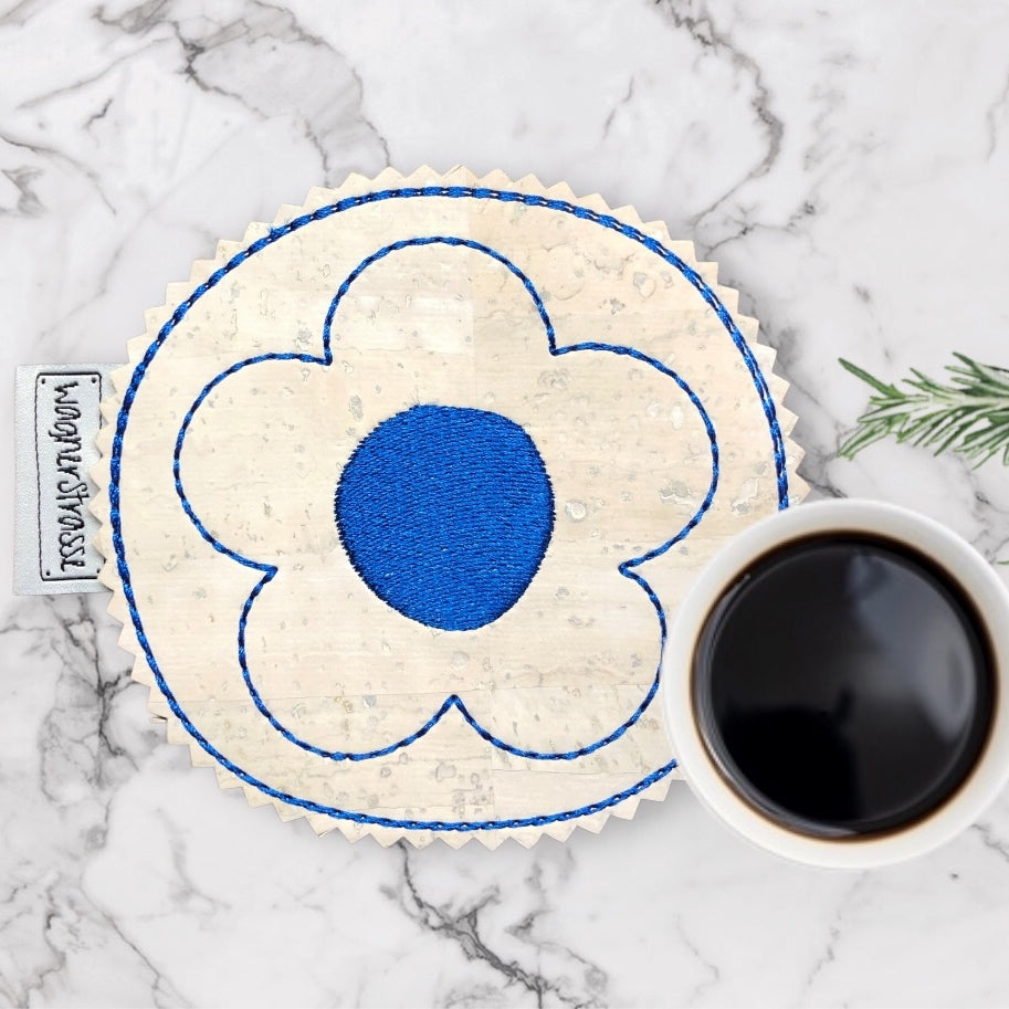 Getränke Untersetzer Mugrug mit Blume Stickerei