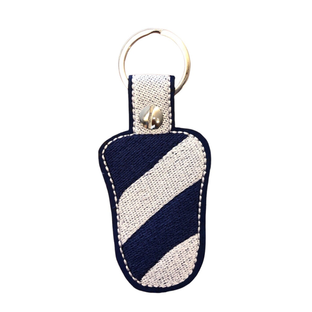 Bag Charm Schlüsselanhänger aus Kork in blau weiss