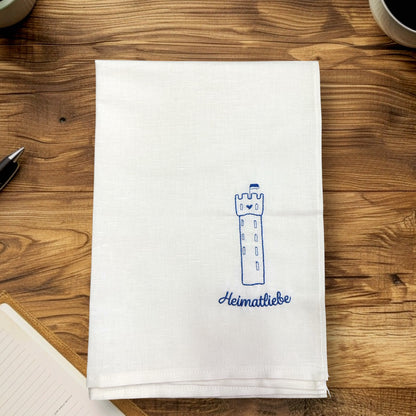 Geschirrtuch mit Scheene Ruata oder Mehlsack Stickerei