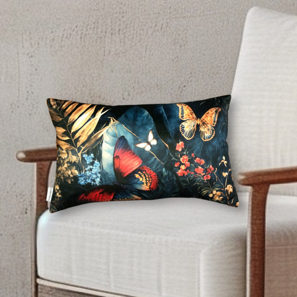 Samt Kissen Schmetterling Jungle 30x50 cm
