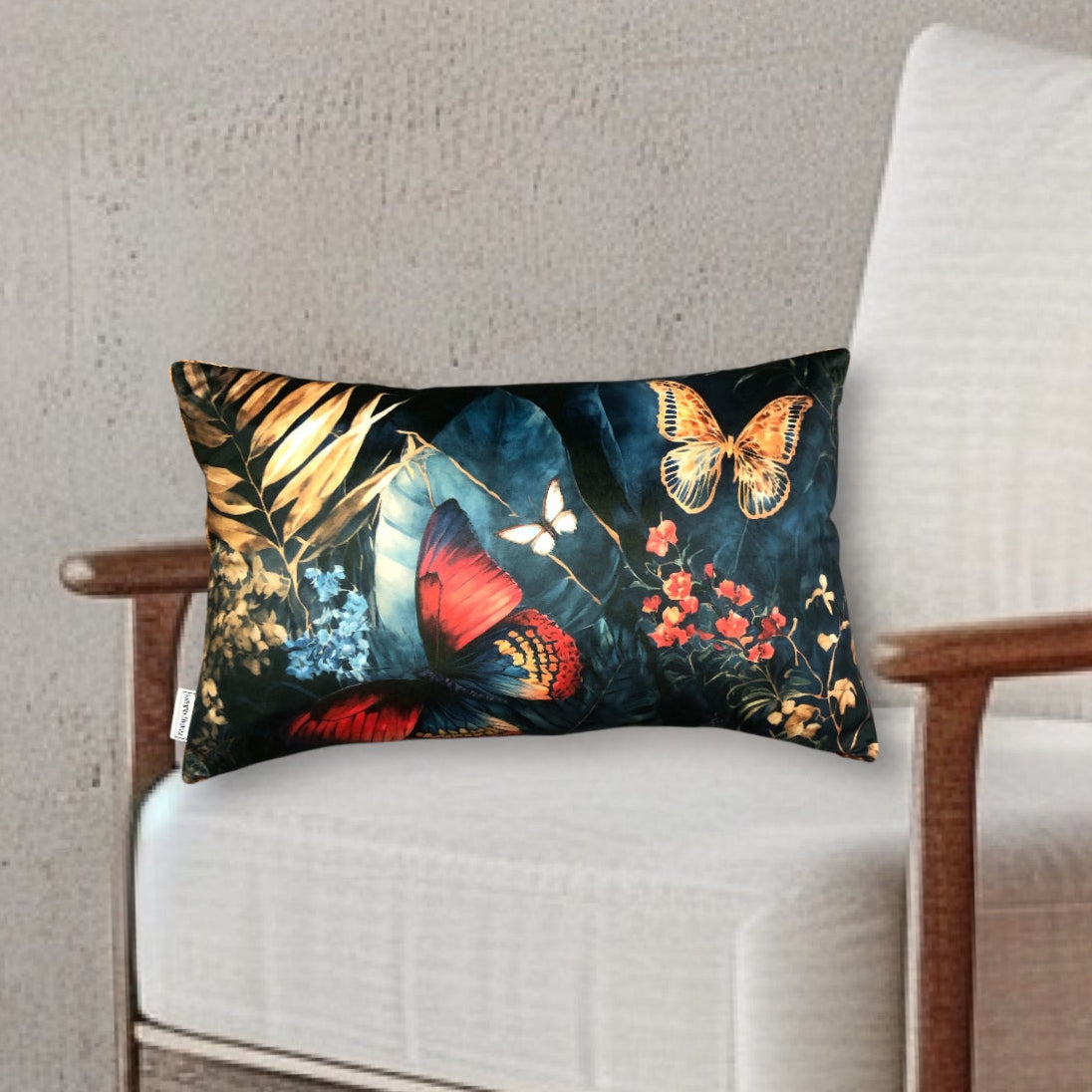 Samt Kissen Schmetterling Jungle 30x50 cm