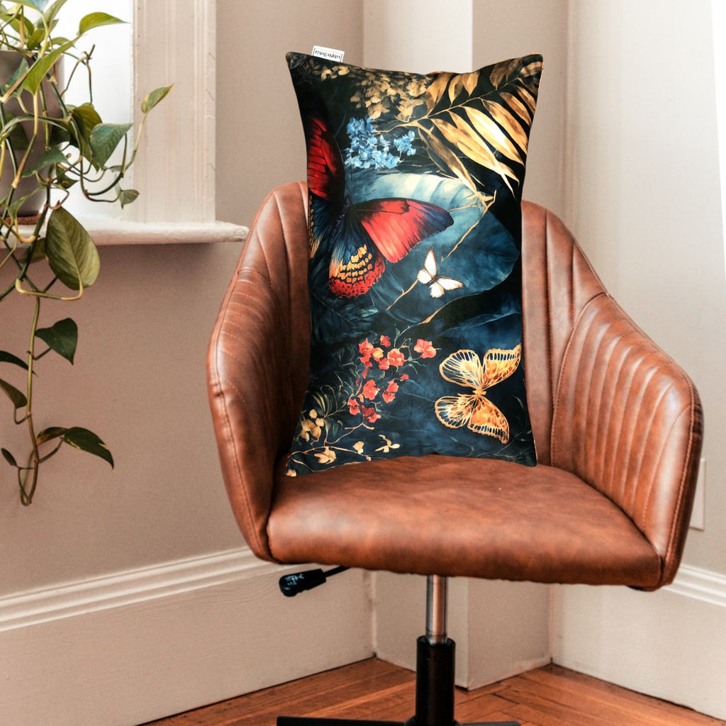 Samt Kissen Schmetterling Jungle 30x50 cm