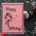 Postkarte gestickt birthday