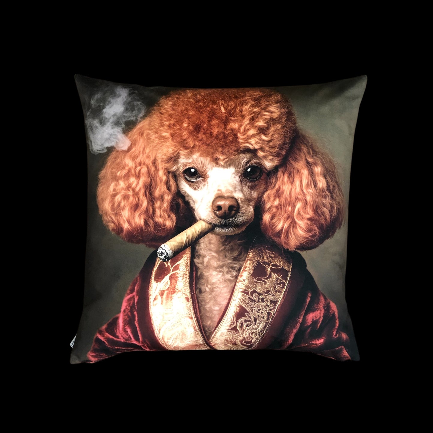 Cooles samtweiches Kissen Pudel mit Zigarre