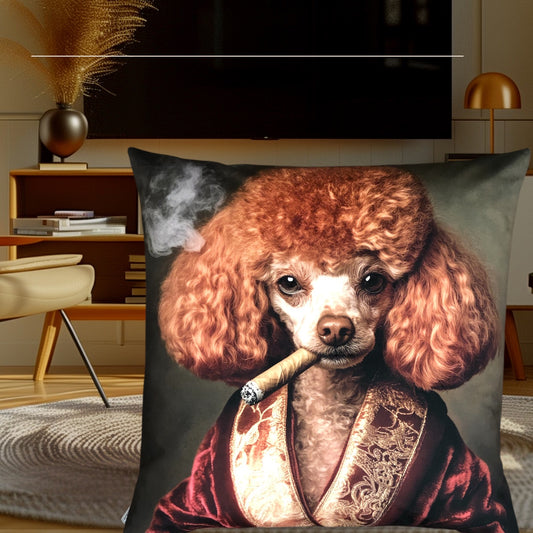 Cooles samtweiches Kissen Pudel mit Zigarre