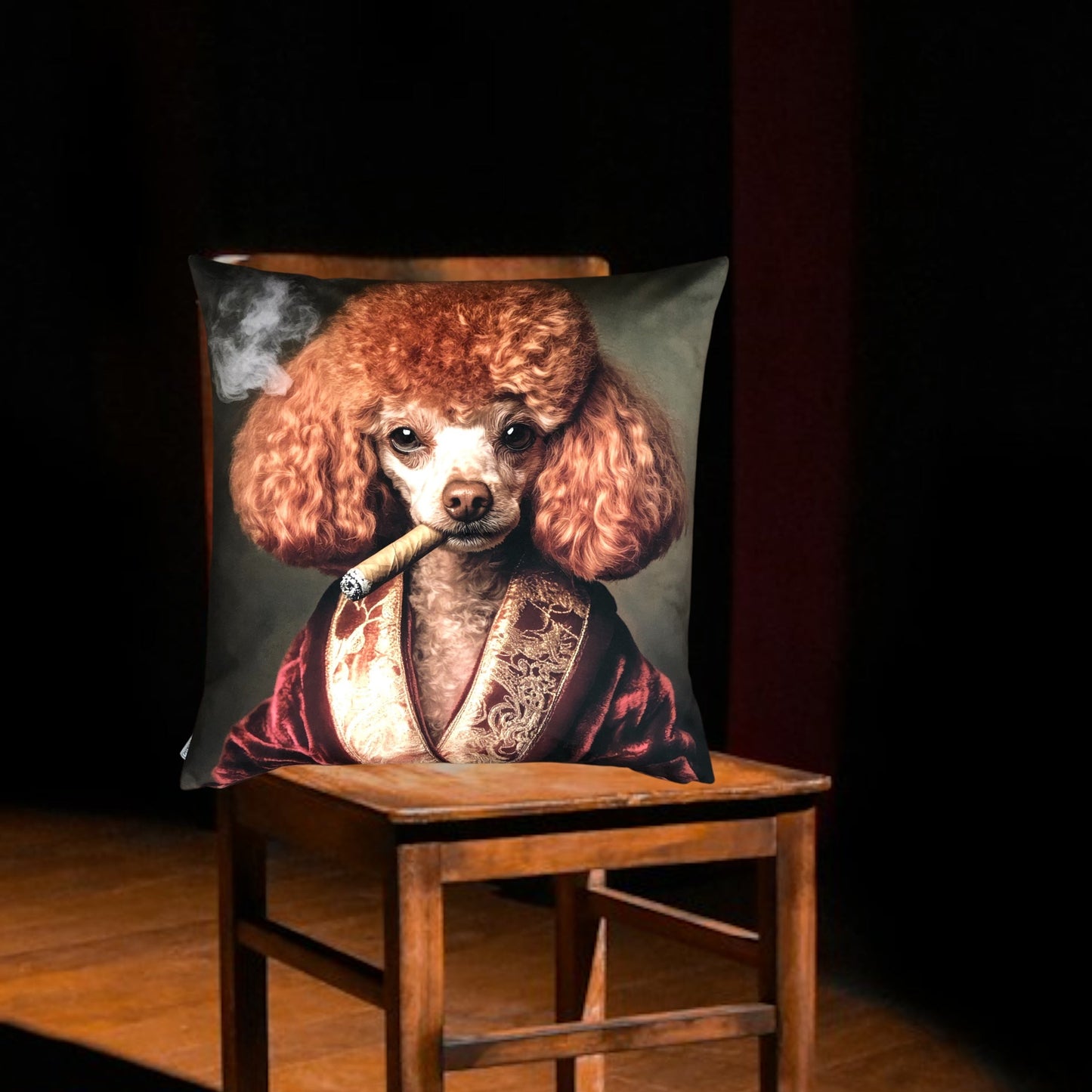 Cooles samtweiches Kissen Pudel mit Zigarre