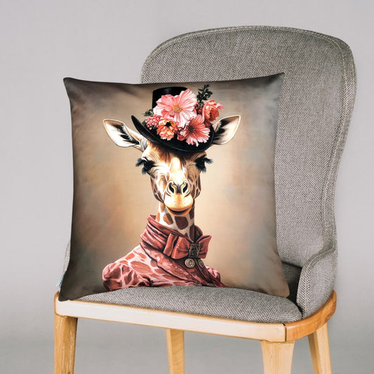 Cooles samtweiches Kissen Giraffe Dame sand