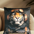 Cooles samtweiches Kissen Tiger mit Sturmbrille