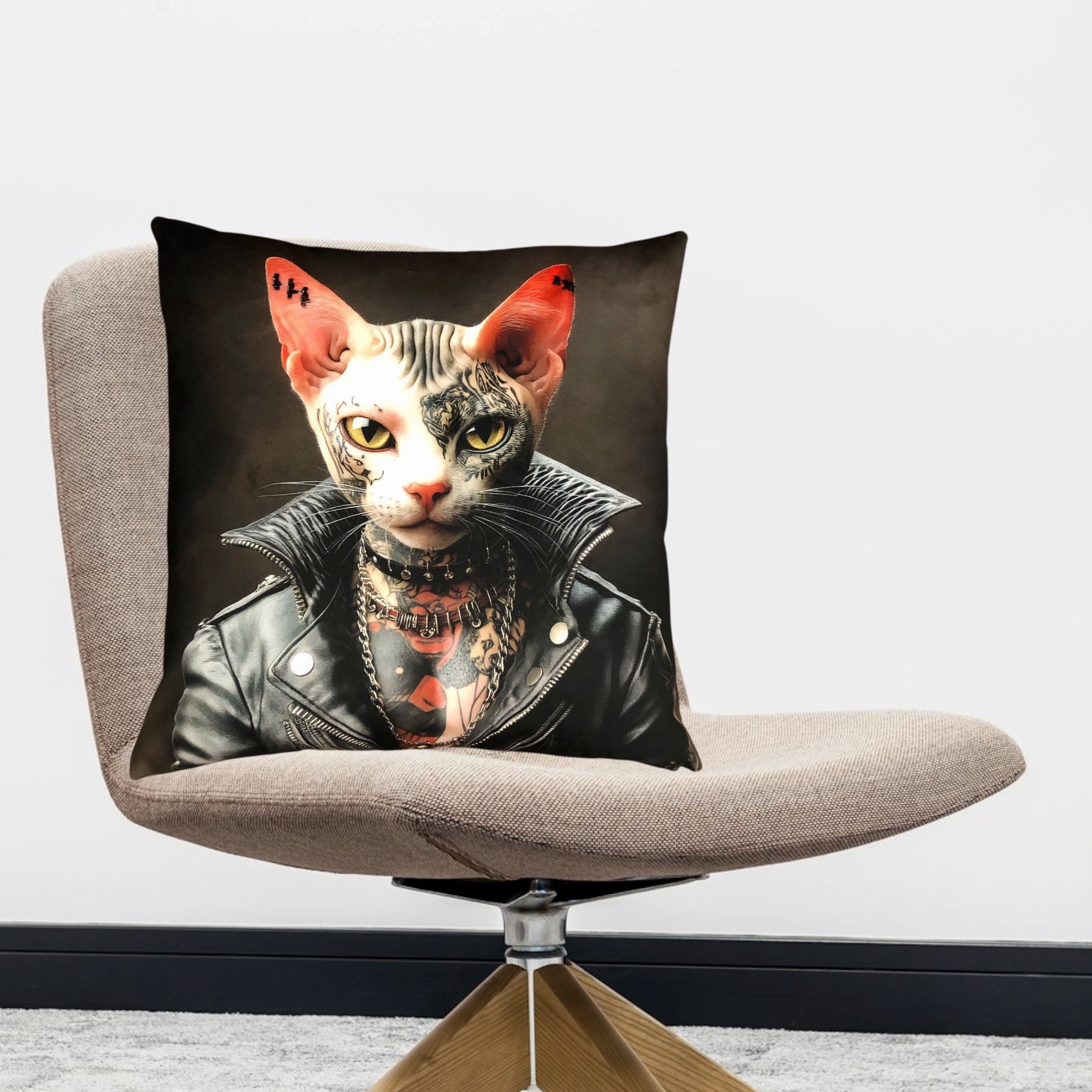 Cooles samtweiches Kissen Rockstar Katze