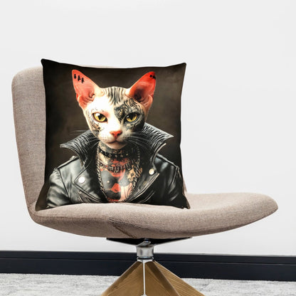 Cooles samtweiches Kissen Rockstar Katze