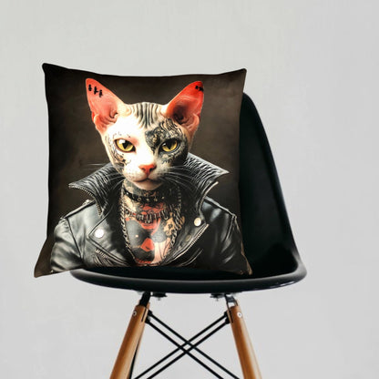 Cooles samtweiches Kissen Rockstar Katze