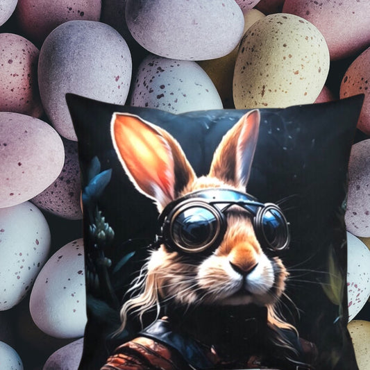 Cooles samtweiches Kissen Rockstar Hase
