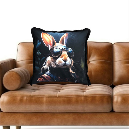 Cooles samtweiches Kissen Rockstar Hase