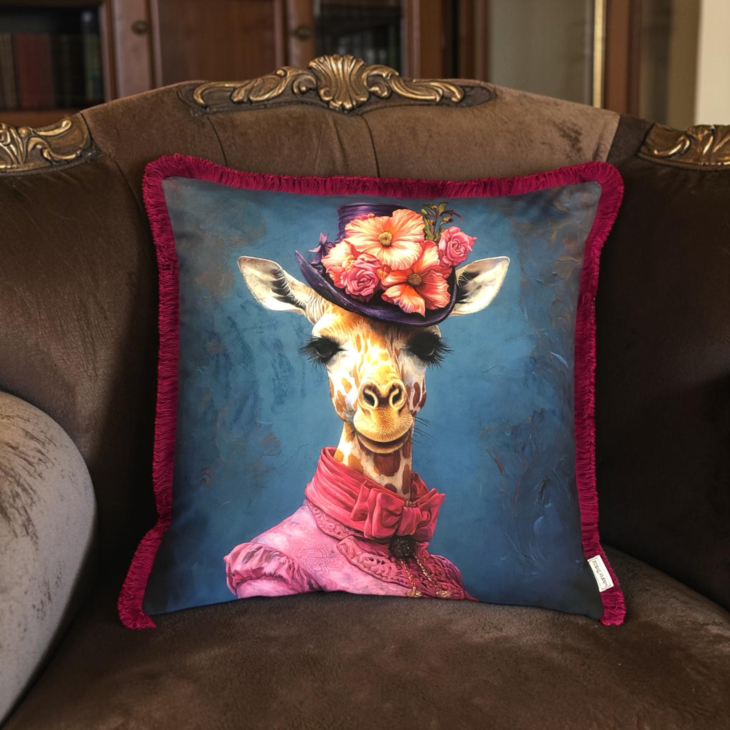 Cooles samtweiches Kissen Giraffe Dame