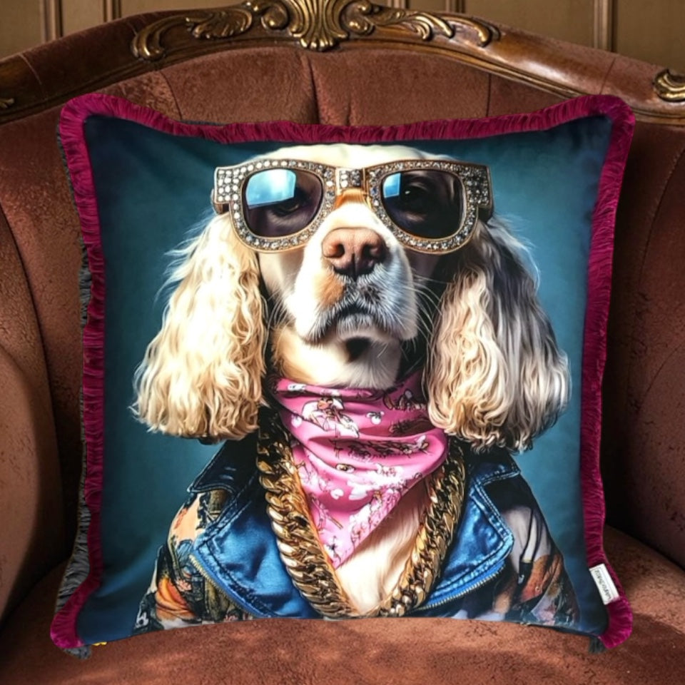 Cooles samtweiches Kissen Spaniel