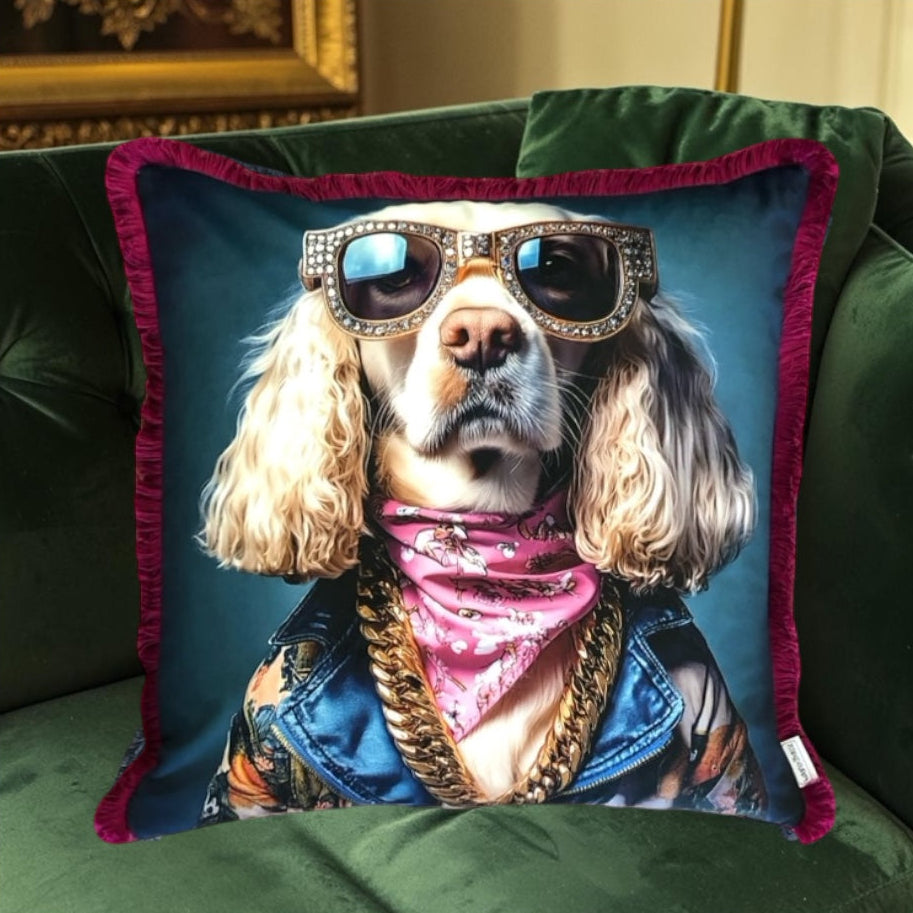 Cooles samtweiches Kissen Spaniel