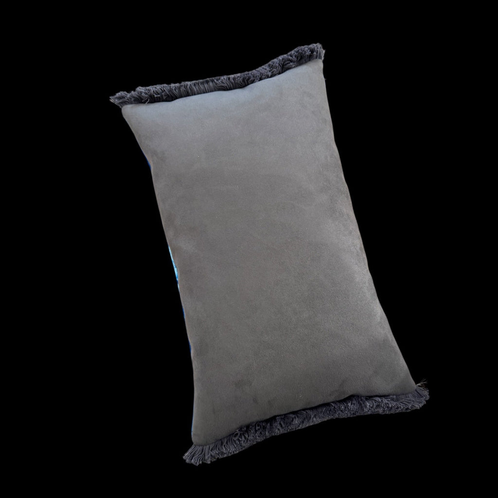 Stylisches Farnblatt Kissen blau weiss