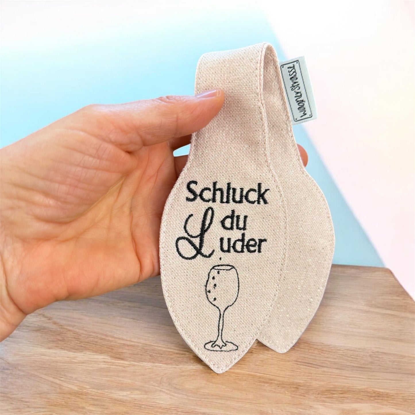 Bestickte Schleife mit  Botschaft